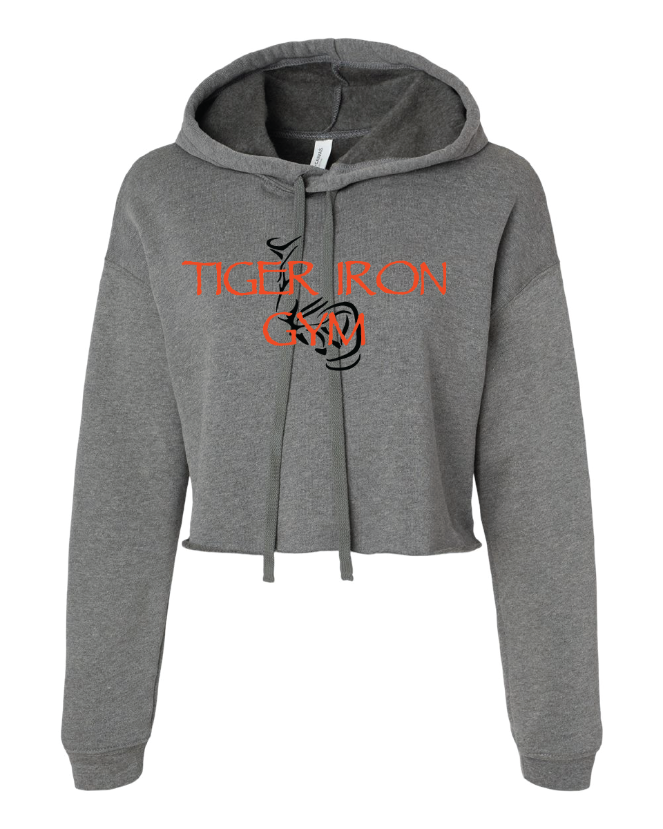 Croppoed Fleece Hoodie - Tiger Iron with Tiger