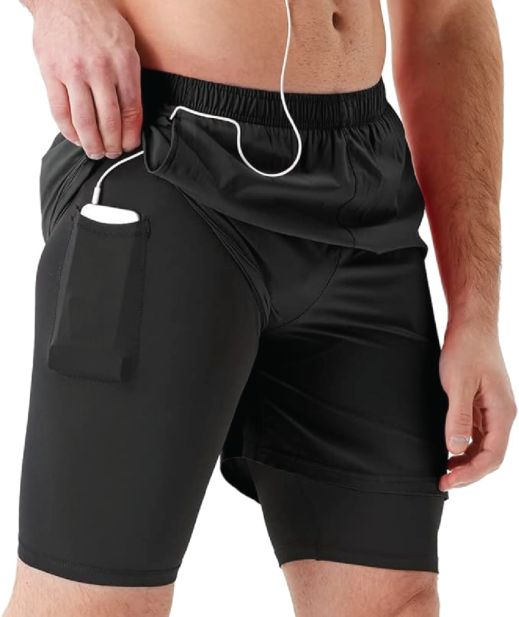 1000 - Men's 2 in 1 Athletic Gym Shorts with pocket