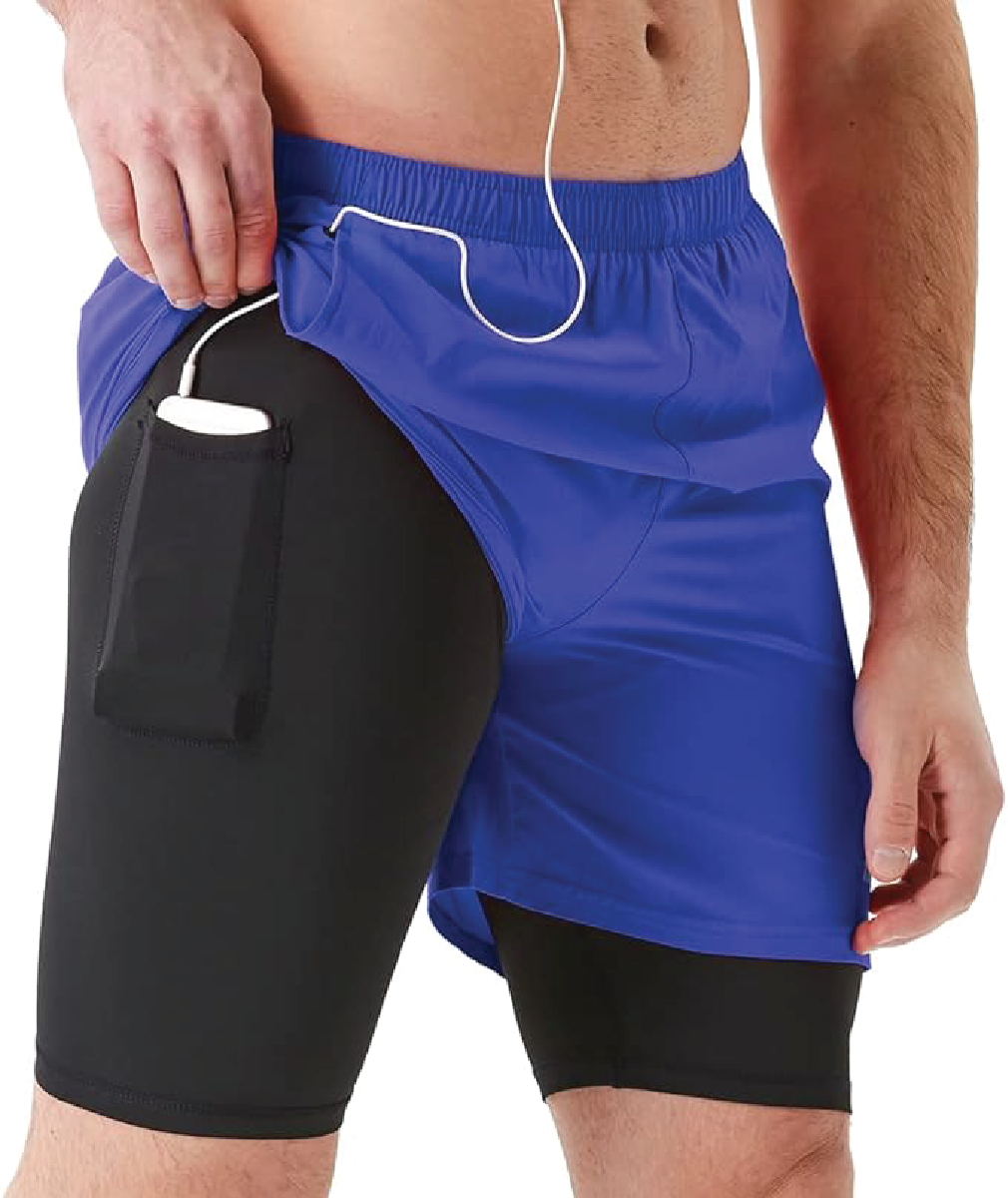 1000 - Men's 2 in 1 Athletic Gym Shorts with pocket